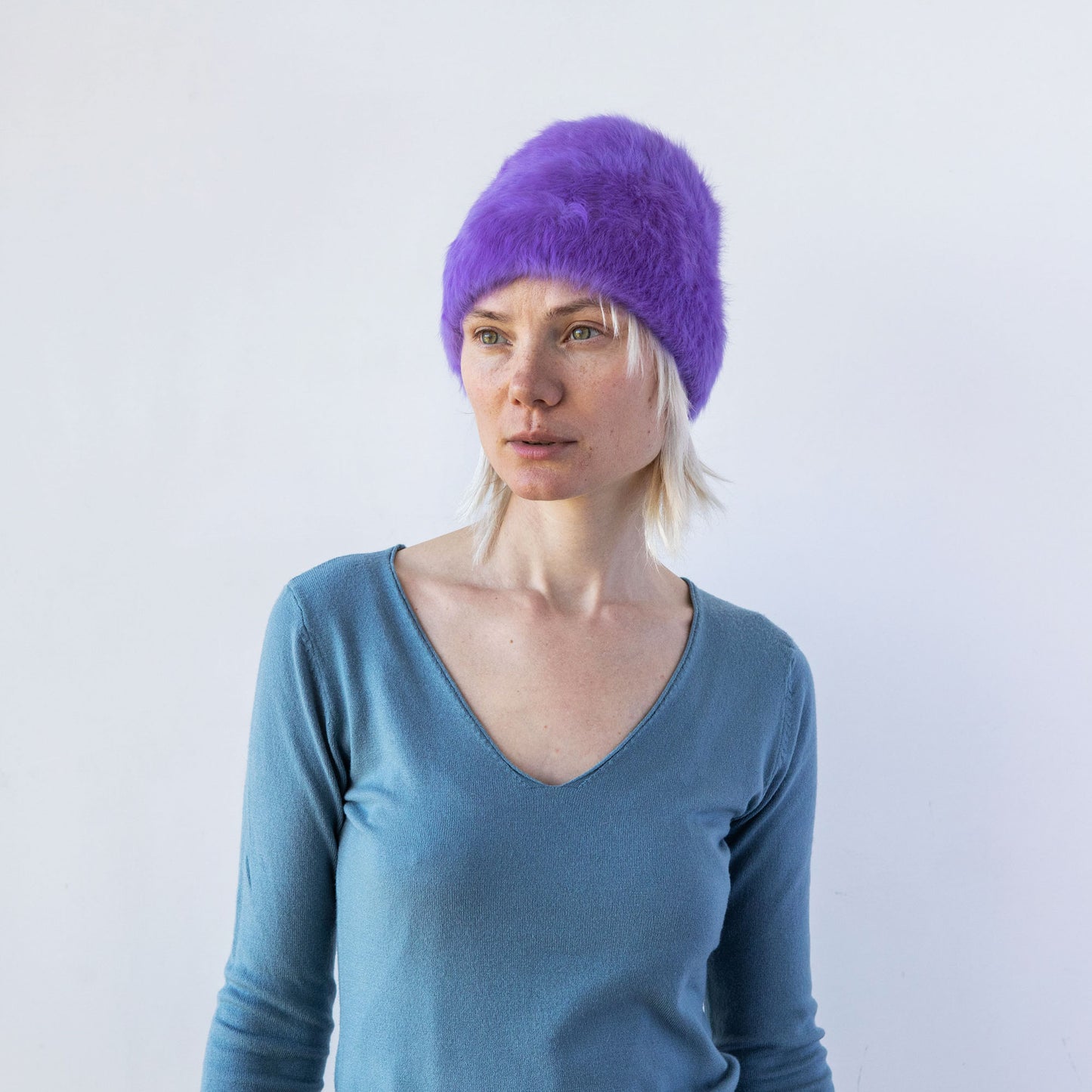 CUFFIA angora purple